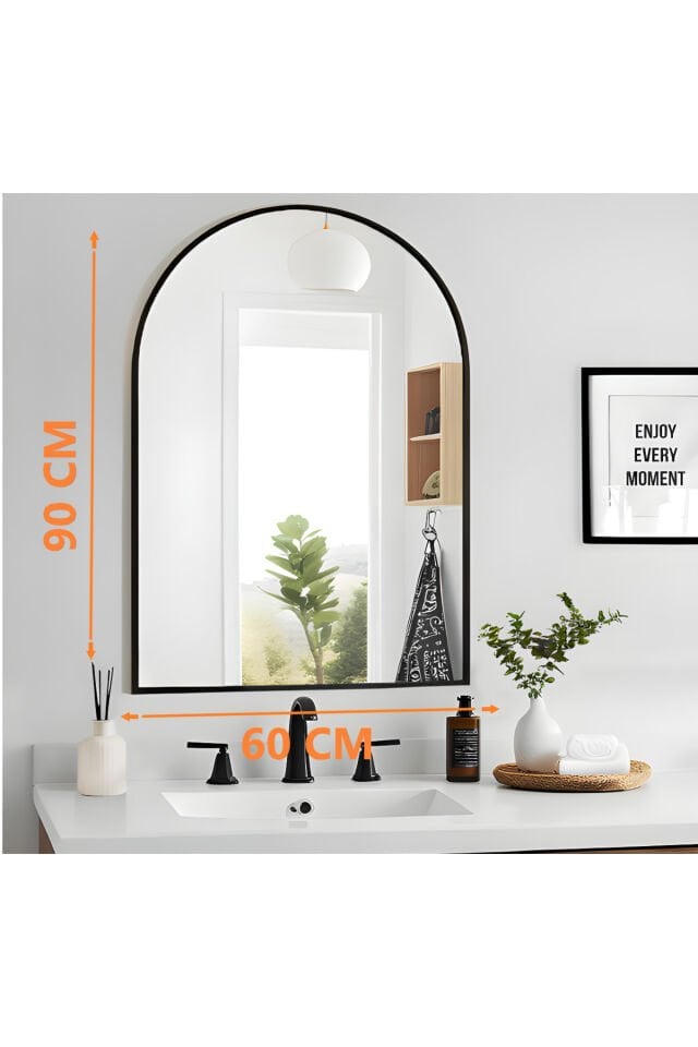 METAL ÇERÇEVELİ 60X90 SİYAH DEKORATİF AYNA