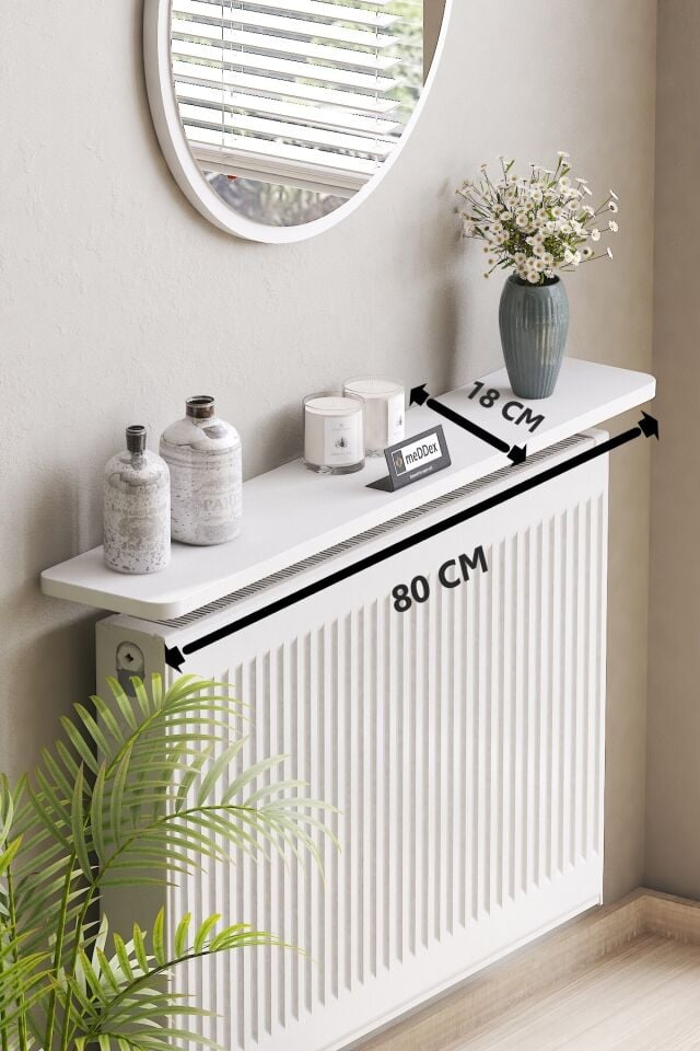 Petek Üstü Uçan Raf Montajsız - Tak Çıkar 80x18 Beyaz Desen