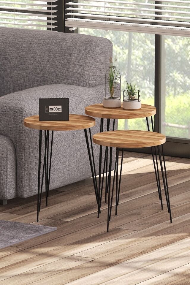 Zigon Sehpa 3'Lü Tropik Ceviz