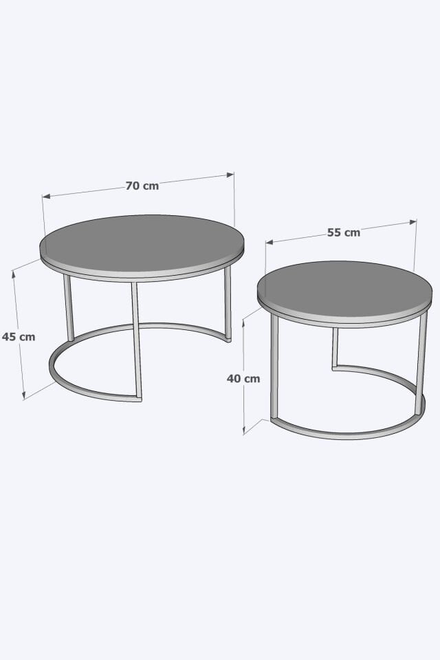 Riga Orta Sehpa 2'Li Şeffaf Cam ( Temperli ) - Gold Metal