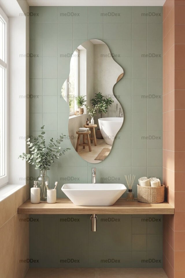 Asimetrik Dekoratif Duvar Salon Hol Koridor Banyo Aynası 100x50