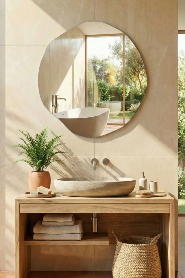 Asimetrik 60 Cm Banyo Antre Hol Koridor Salon Duvar Makyaj Aynası